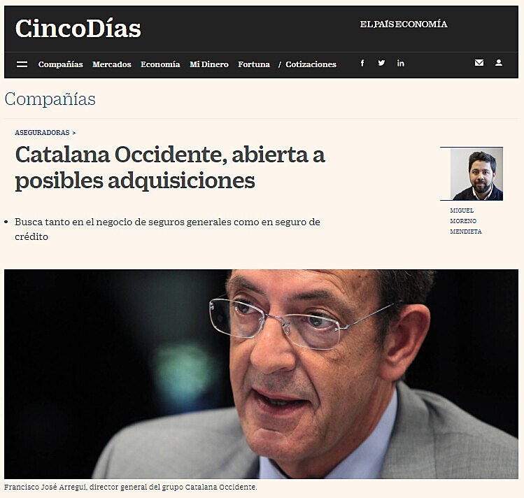 Catalana Occidente, abierta a posibles adquisiciones